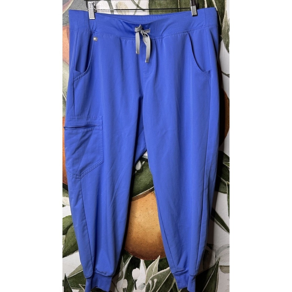 FIGS Large Petite Blue Drawstring Zamora Jogger Pants